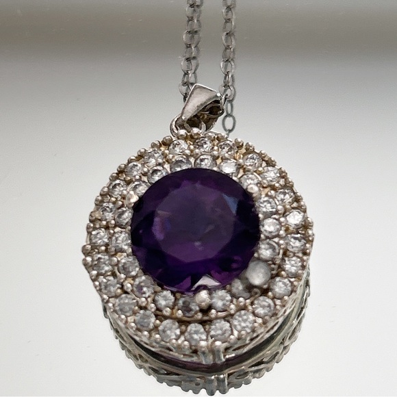 Sparkling Amethyst Filigree Sterling Silver Necklace - Picture 11 of 15
